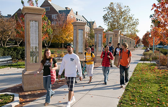 Students walking on campus